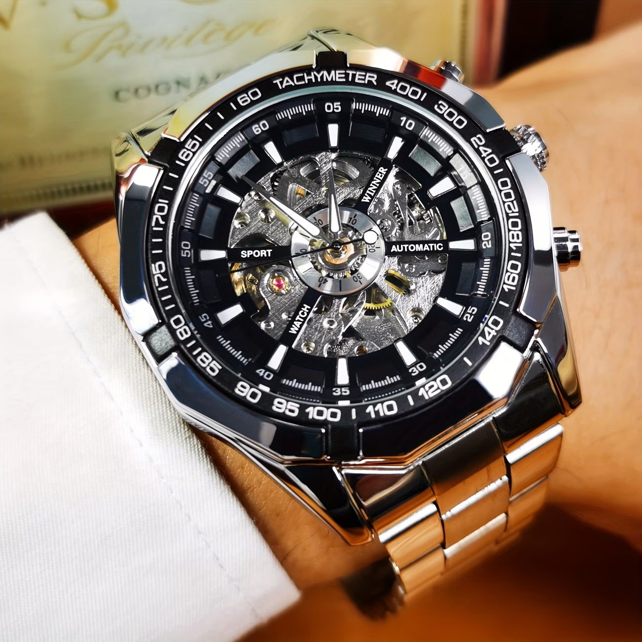 Winner Automatic Skeleton Watch For Men Luminous Hand Classsic Mechanical Watch