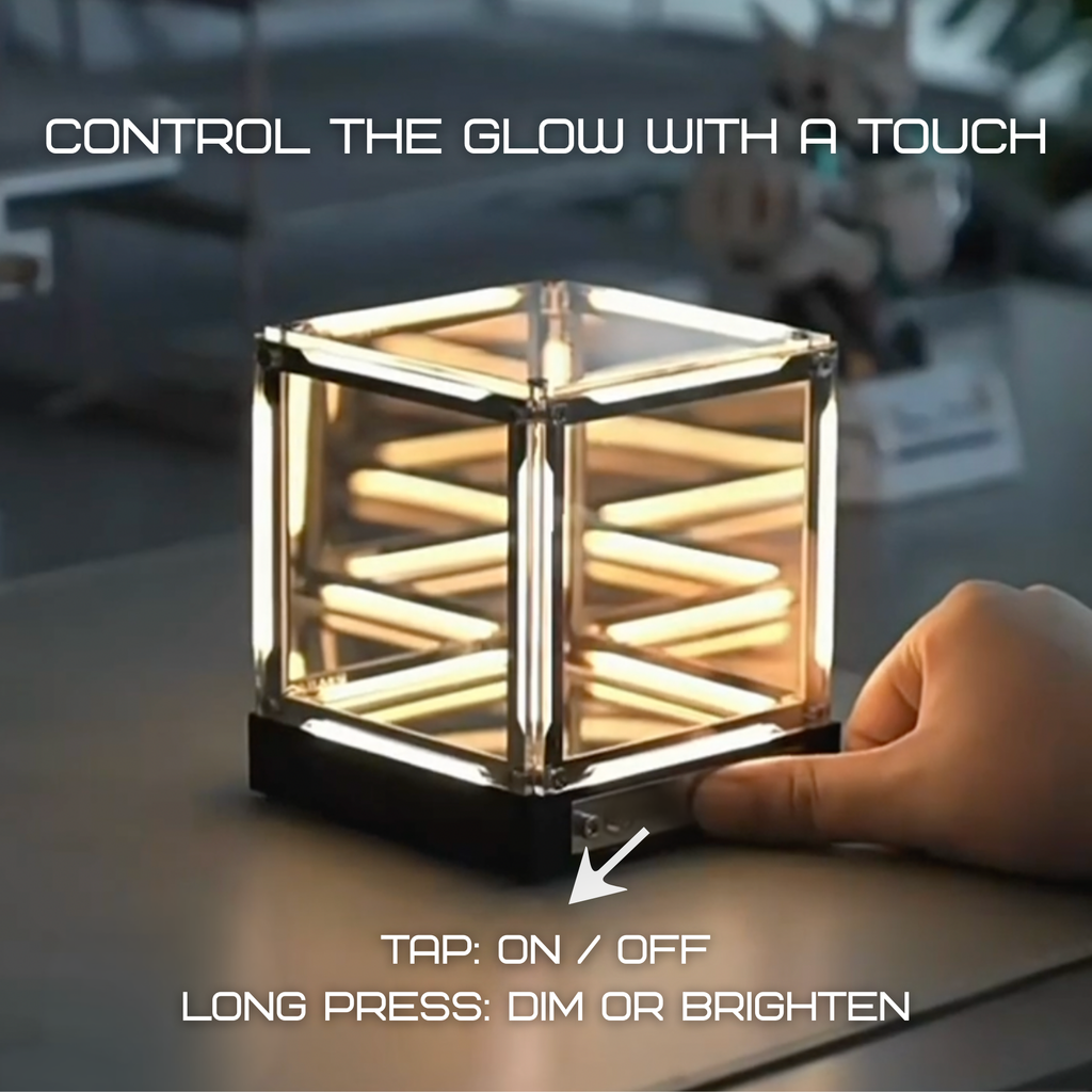 VALERO Cordless Infinity Mirror Cube LED Night Light, 4D Abyss Effect Touch Dimmable Ambient Mood Lighting Lamp with 2000mAh USB-C Rechargeable Battery for Bedside, Gamer Desk Decor, Living Room [Energy Class A+]