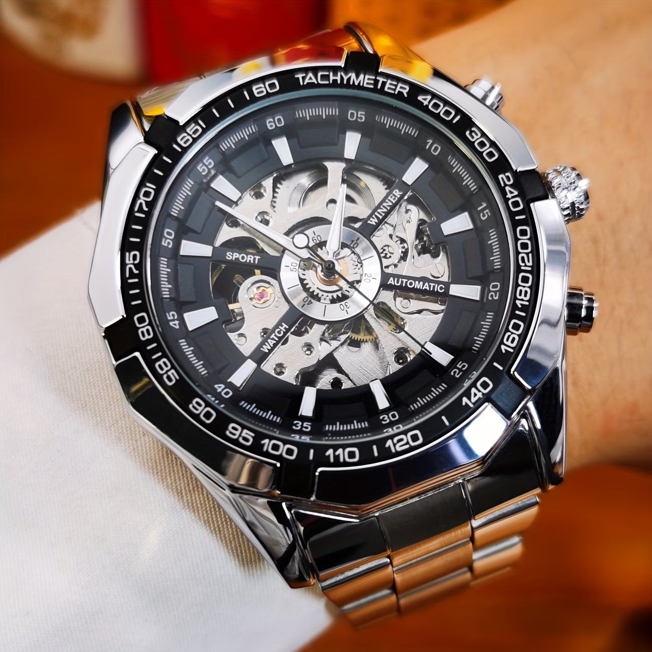 Winner Automatic Skeleton Watch For Men Luminous Hand Classsic Mechanical Watch