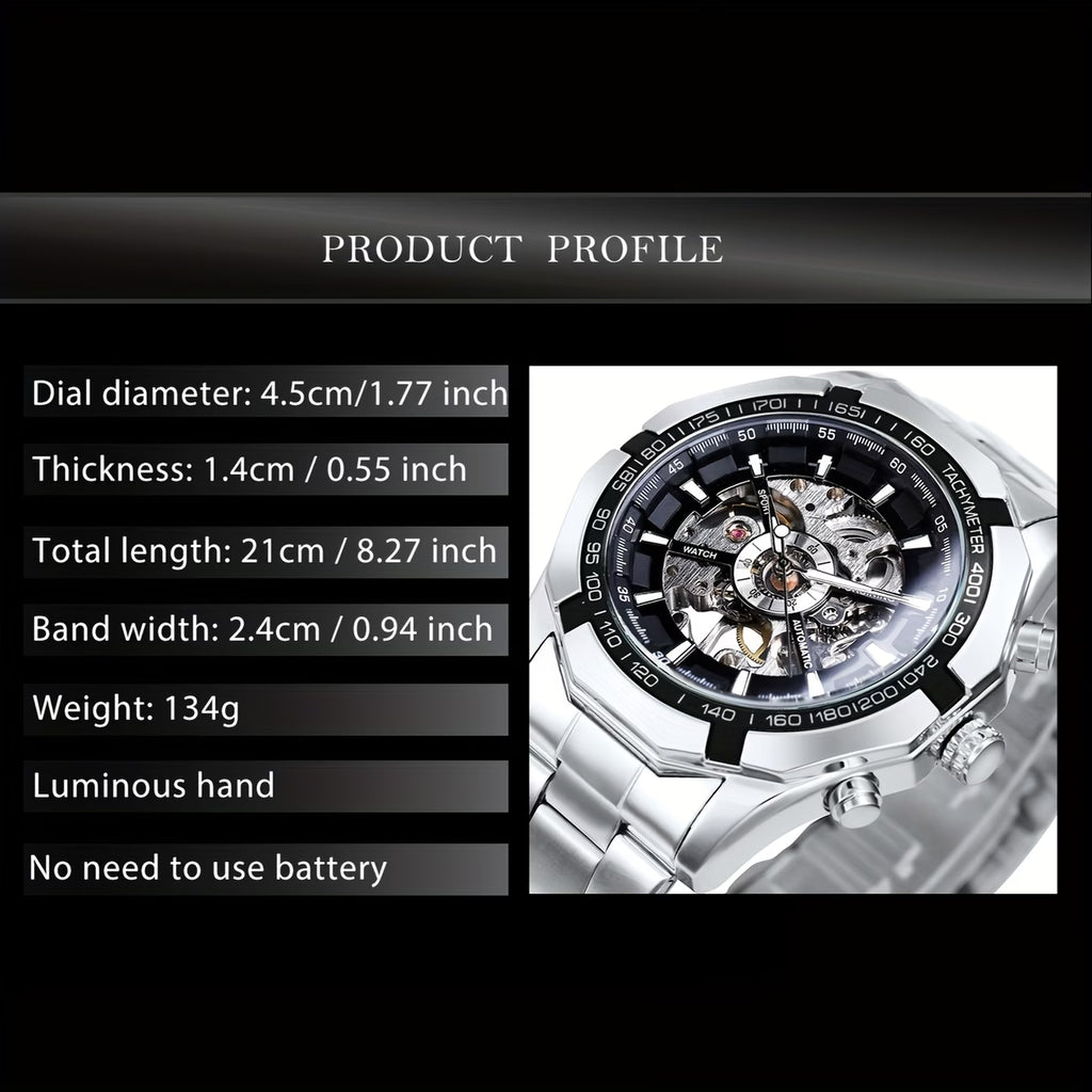 Winner Automatic Skeleton Watch For Men Luminous Hand Classsic Mechanical Watch