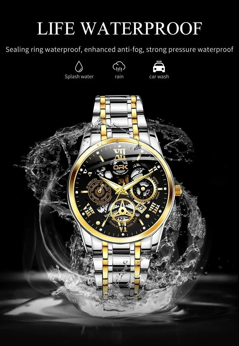 Sport Men's Watch, Steel Band with Night Glow Waterproof Men's Watch