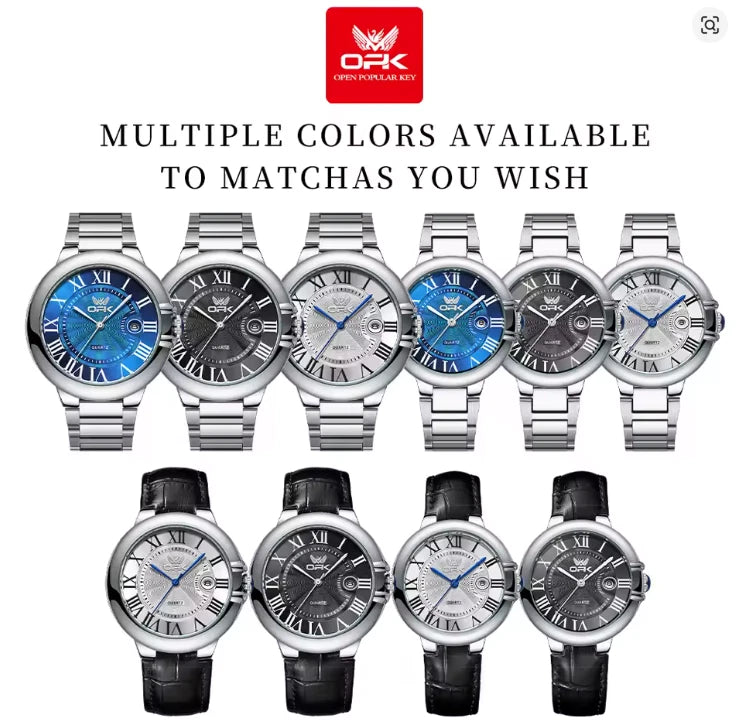 OPK Waterproof Men's Stainless Steel Wristwatch Business Quartz Watch Boxed