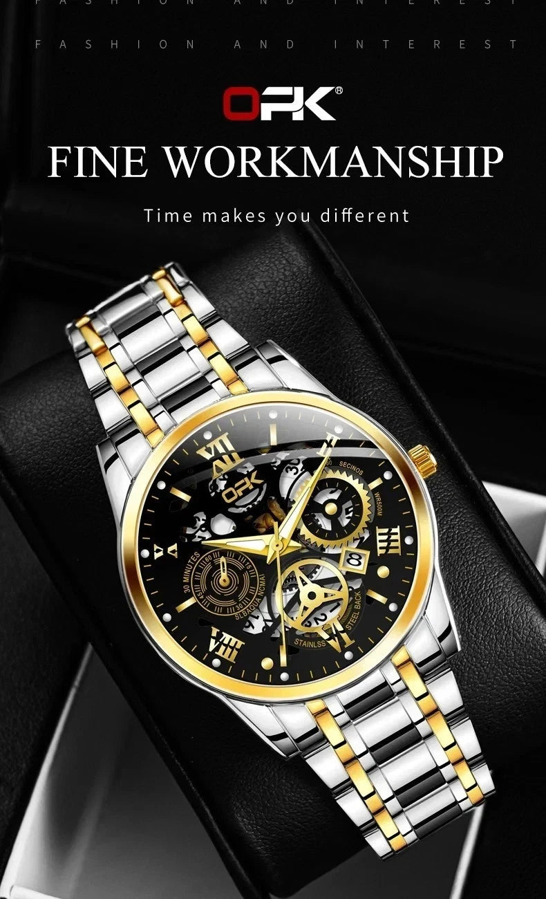 Sport Men's Watch, Steel Band with Night Glow Waterproof Men's Watch