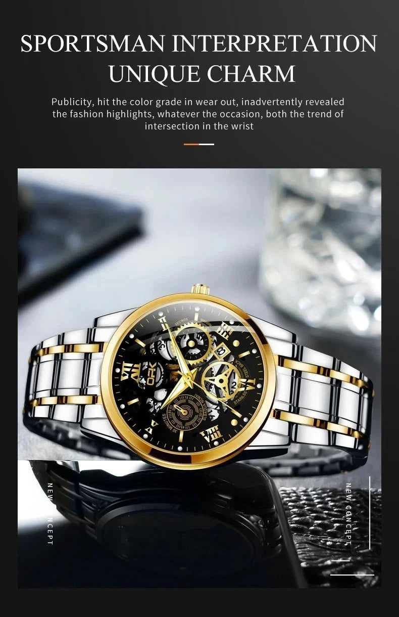 Sport Men's Watch, Steel Band with Night Glow Waterproof Men's Watch