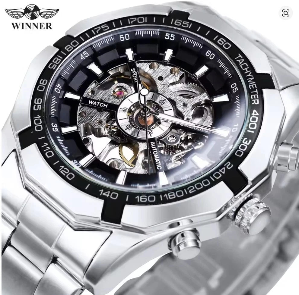 Winner Automatic Skeleton Watch For Men Luminous Hand Classsic Mechanical Watch