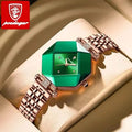 POEDAGAR Luxury Green Diamond Quartz Ladies Waterproof Stainless Stain Watch