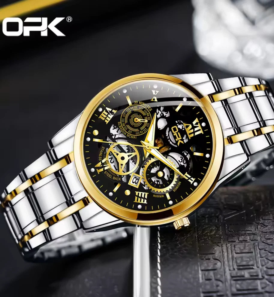 Sport Men's Watch, Steel Band with Night Glow Waterproof Men's Watch