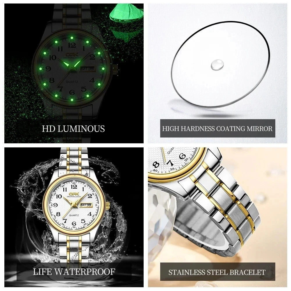 Wristwatches OPK Women’s Quartz Watch Waterproof Stainless Steel Strap Ladies