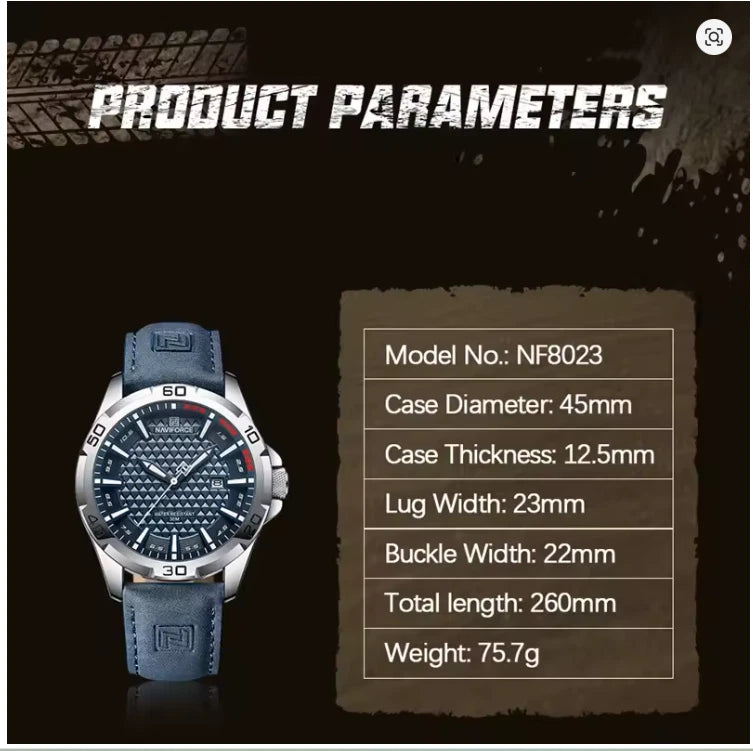 NAVIFORCE GREEN AND BLUE SPORT MEN'S WATCH WATERPROOF STAINLESS STEEL