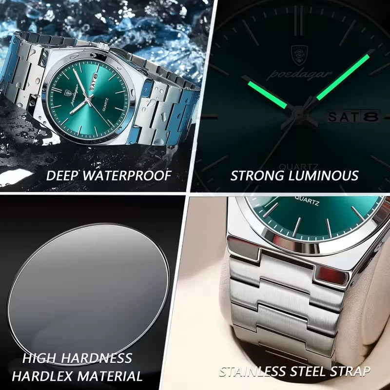 Waterproof Men Watch Stainless Steel Quartz Luminous Classic Business Wristwatch