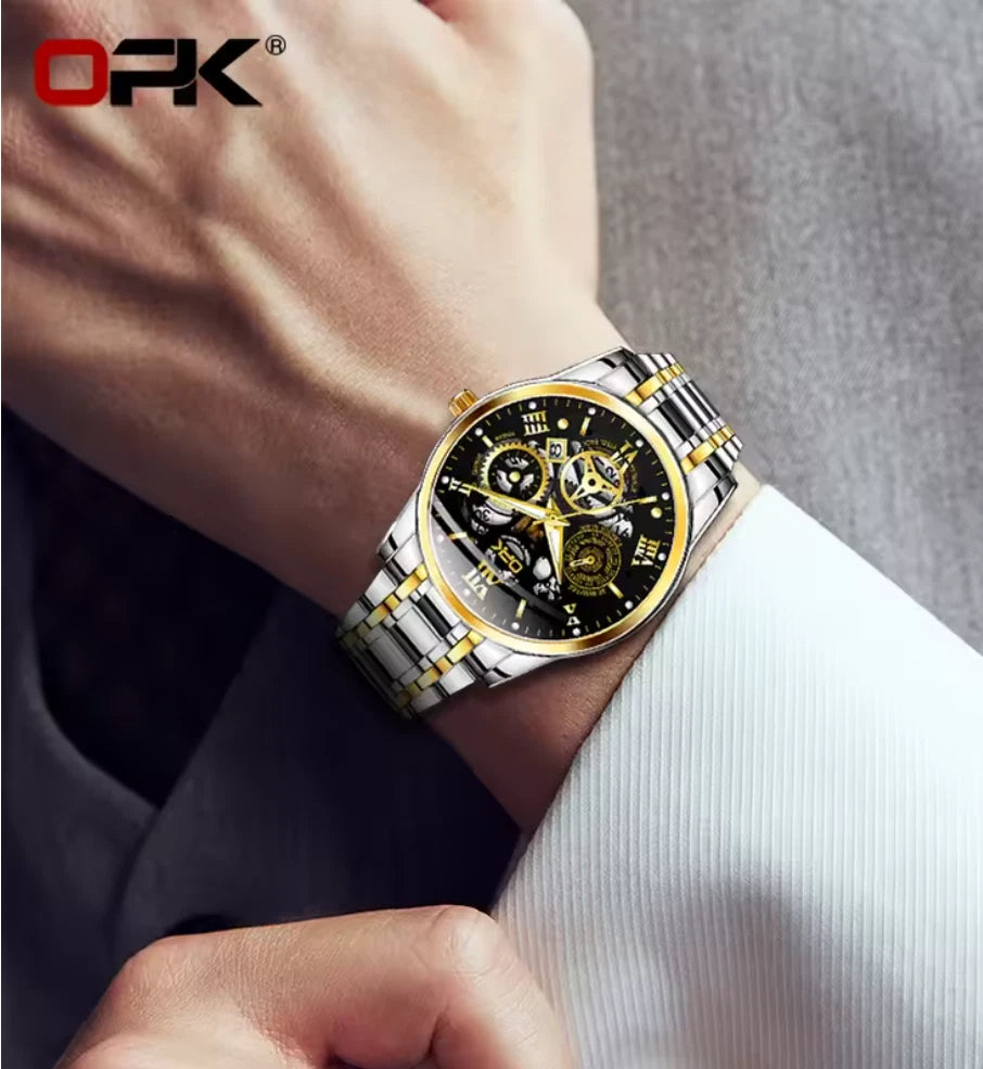 Sport Men's Watch, Steel Band with Night Glow Waterproof Men's Watch