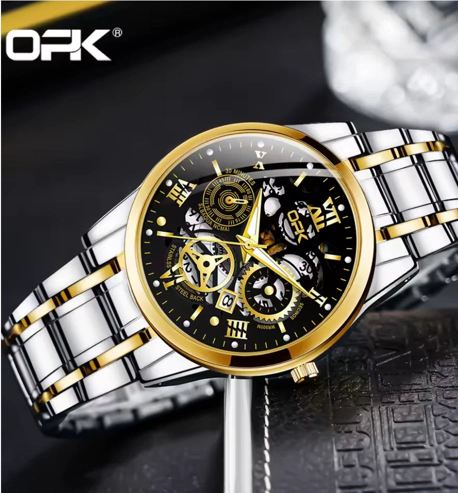 Sport Men's Watch, Steel Band with Night Glow Waterproof Men's Watch
