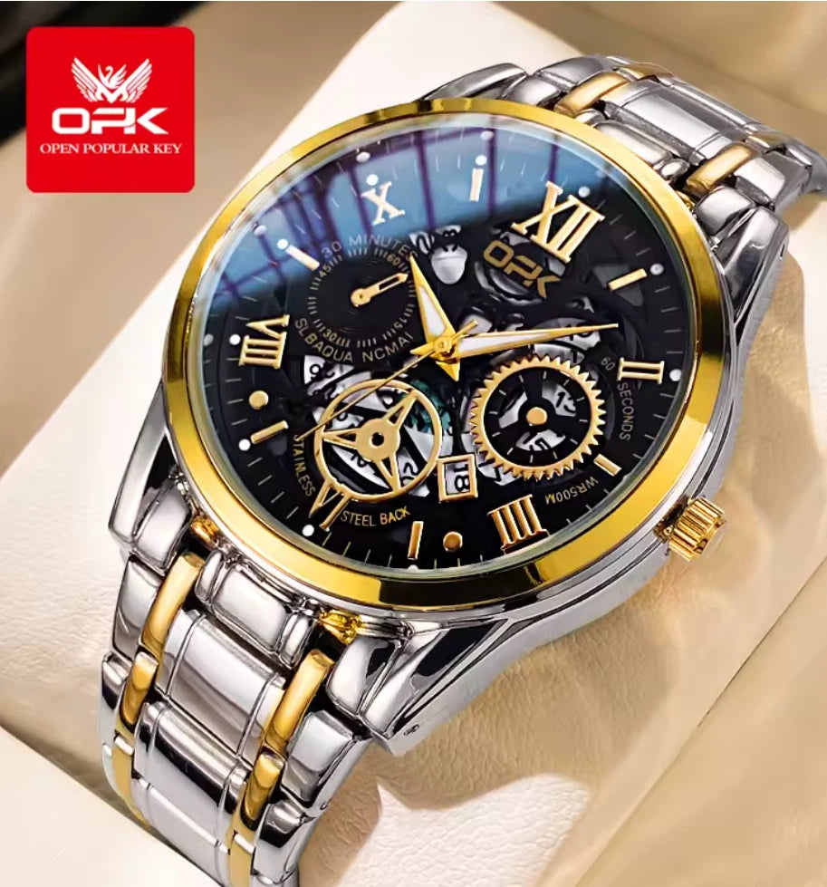Sport Men's Watch, Steel Band with Night Glow Waterproof Men's Watch