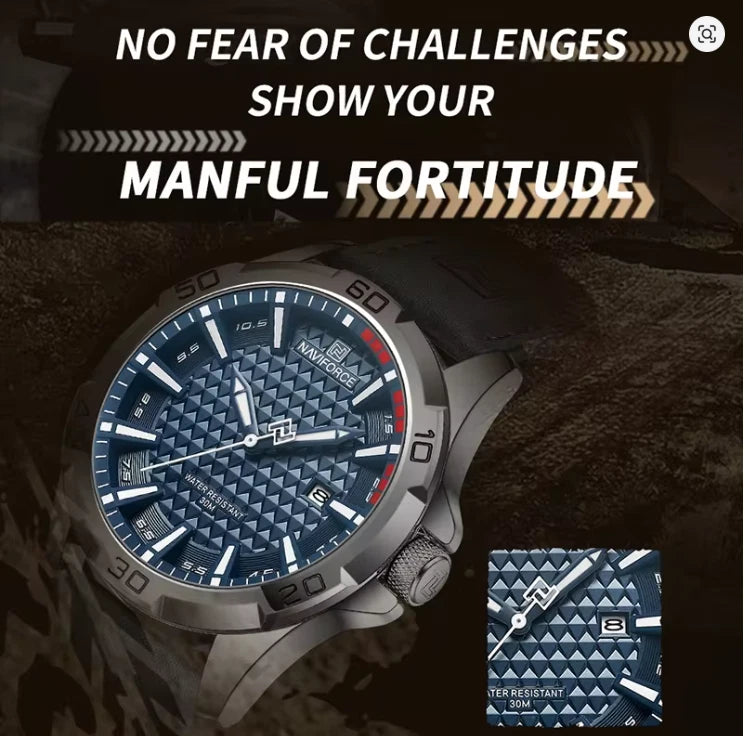 NAVIFORCE GREEN AND BLUE SPORT MEN'S WATCH WATERPROOF STAINLESS STEEL