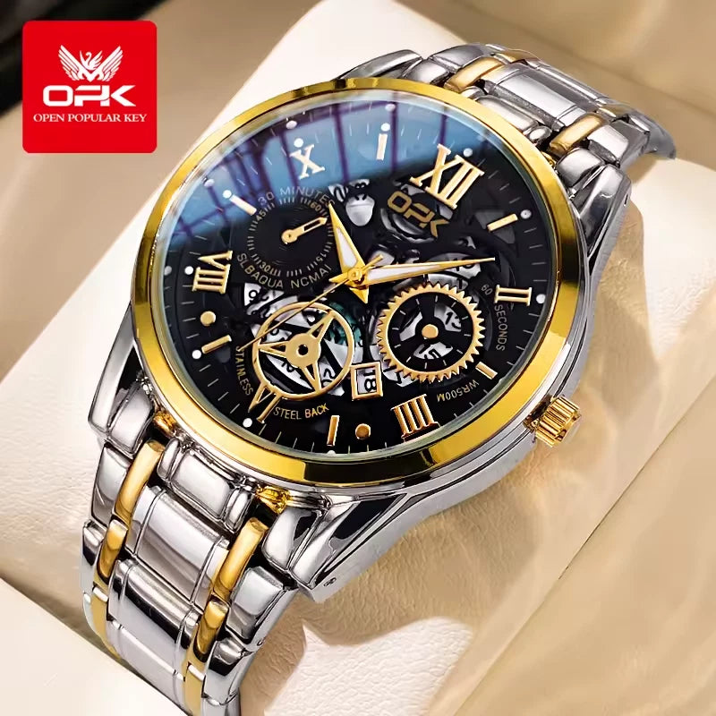 Sport Men's Watch, Steel Band with Night Glow Waterproof Men's Watch
