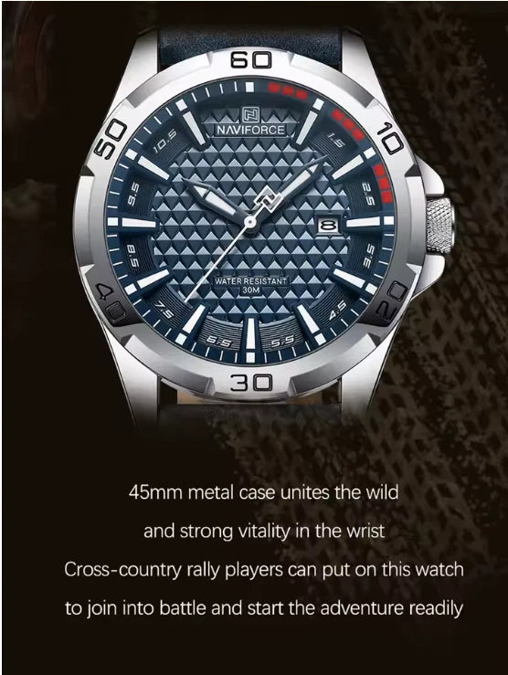NAVIFORCE GREEN AND BLUE SPORT MEN'S WATCH WATERPROOF STAINLESS STEEL