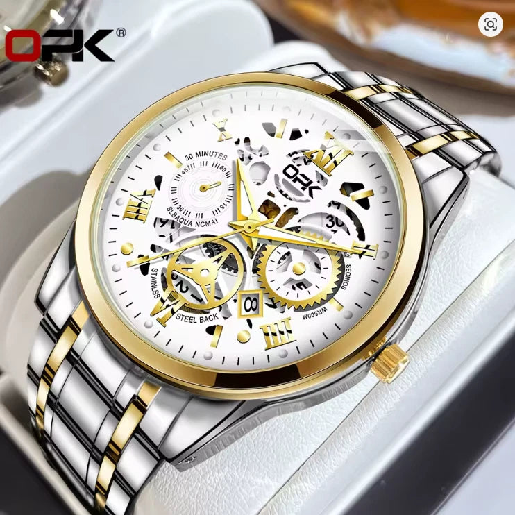Sport Men's Watch, Steel Band with Night Glow Waterproof Men's Watch