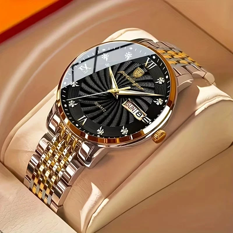 Luxury Watch For Man Waterproof & Luminous (Date,Week) Indicator Gold and Silver