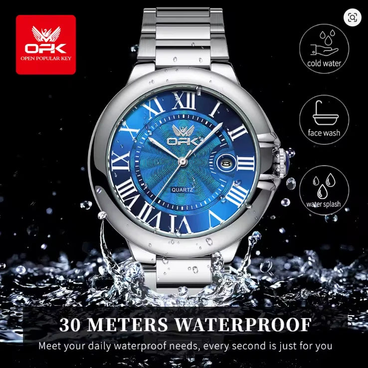 OPK Waterproof Men's Stainless Steel Wristwatch Business Quartz Watch Boxed